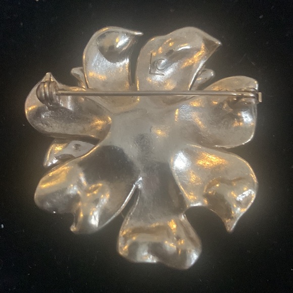Vintage Rhinestone Floral Brooch/Pin by Liz Claiborne - Picture 2 of 2